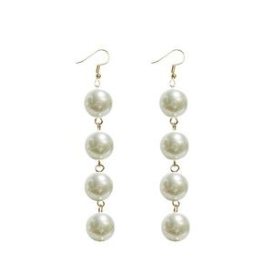 Classic Pearl Drop Dangle Earrings - Gold Tone